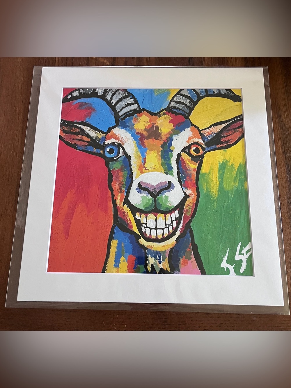 STOXX Galeria De Arte Colorful Goat Art Print 12x12 Matted